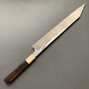 Kiritsuke Yanagiba knife, Aogami 2 Carbon Steel, Twist Damascus finish - Nigara