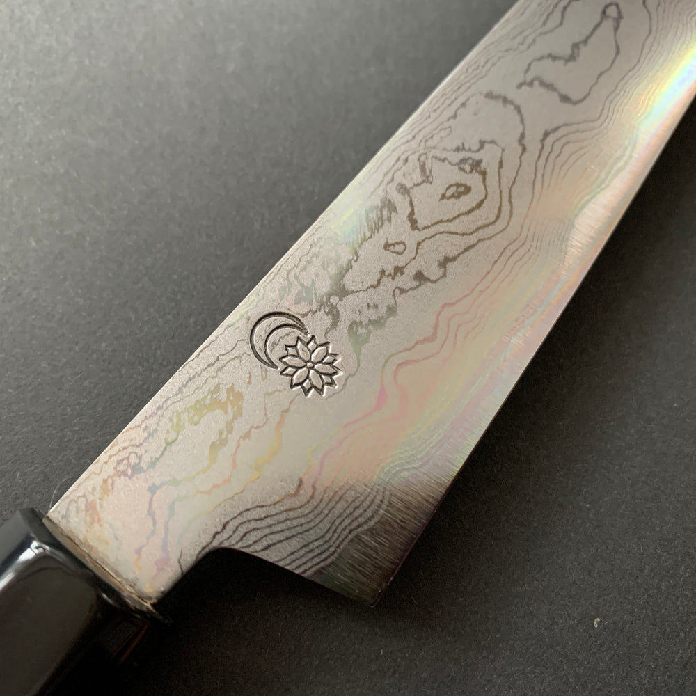 Petty Knife, Aogami 1 with iron cladding, Damascus finish, Kikuzuki Uzu range - Sakai Kikumori
