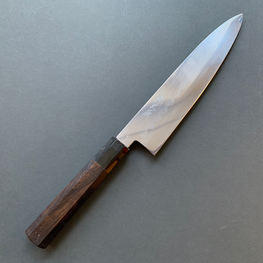 Honyaki Gyuto knife, Shirogami 3 Carbon steel, Water quenched, mirror polish finish - Ikeda