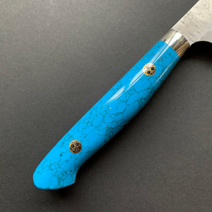 Petty knife, SG2 powder steel, Tsuchime finish, Western style Turquoise handle - Nigara