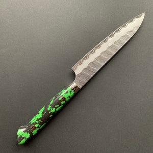 Petty knife, SG2 powder steel, Tsuchime finish, Western style Turquoise handle - Nigara