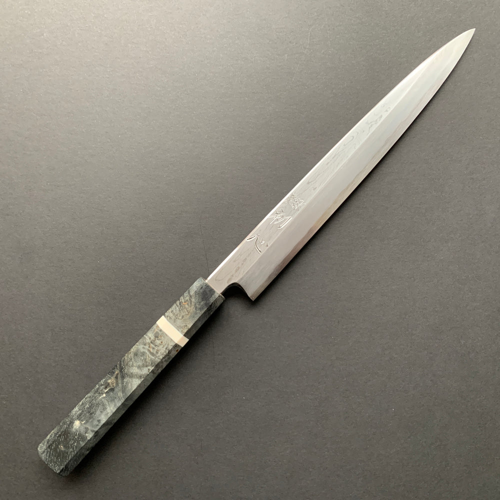 Yanagiba knife, Aogami 1 with iron cladding, Damascus finish - Nakagawa Hamono