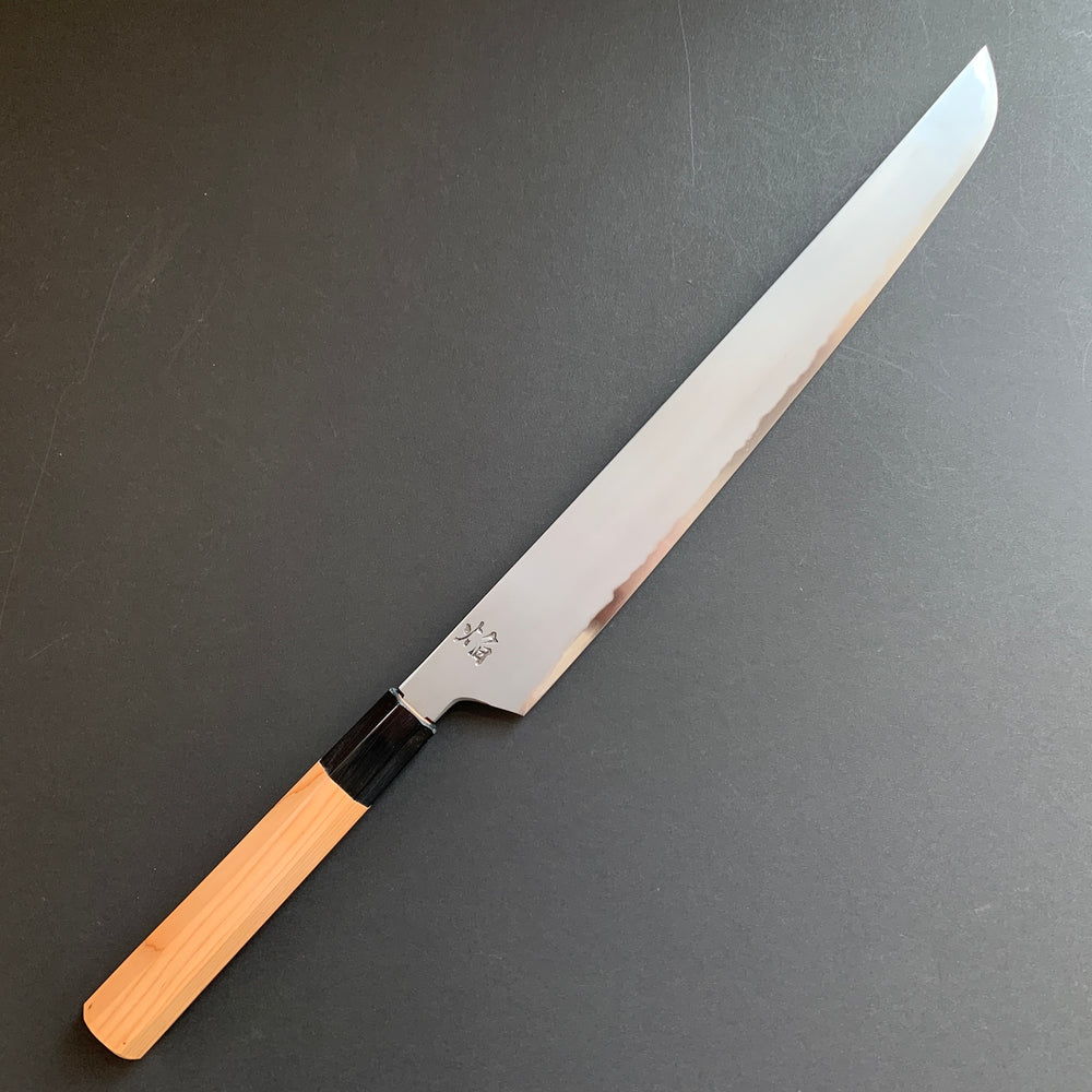 Genbu Sujihiki knife, Aogami 2 carbon steel with iron cladding, Kasumi finish, Homura series - Sakai Takayuki