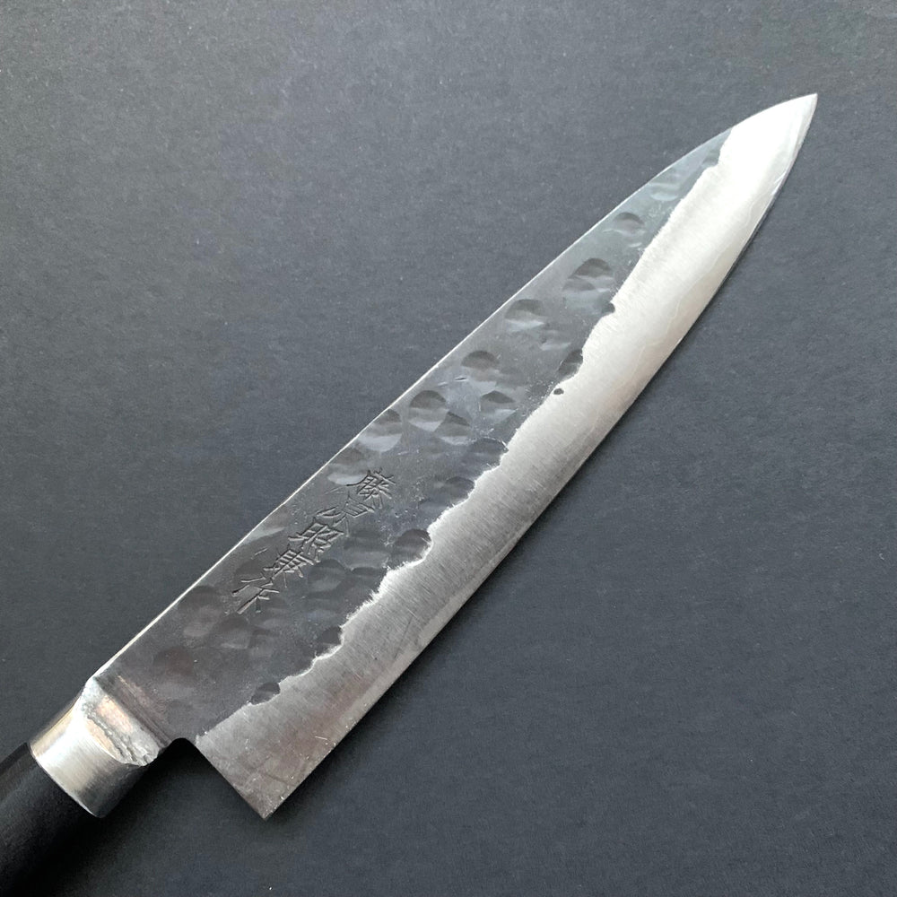 Petty knife, Aogami super with stainless steel cladding, Tsuchime Kurouchi finish, Denka range, Western handle - Fujiwara
