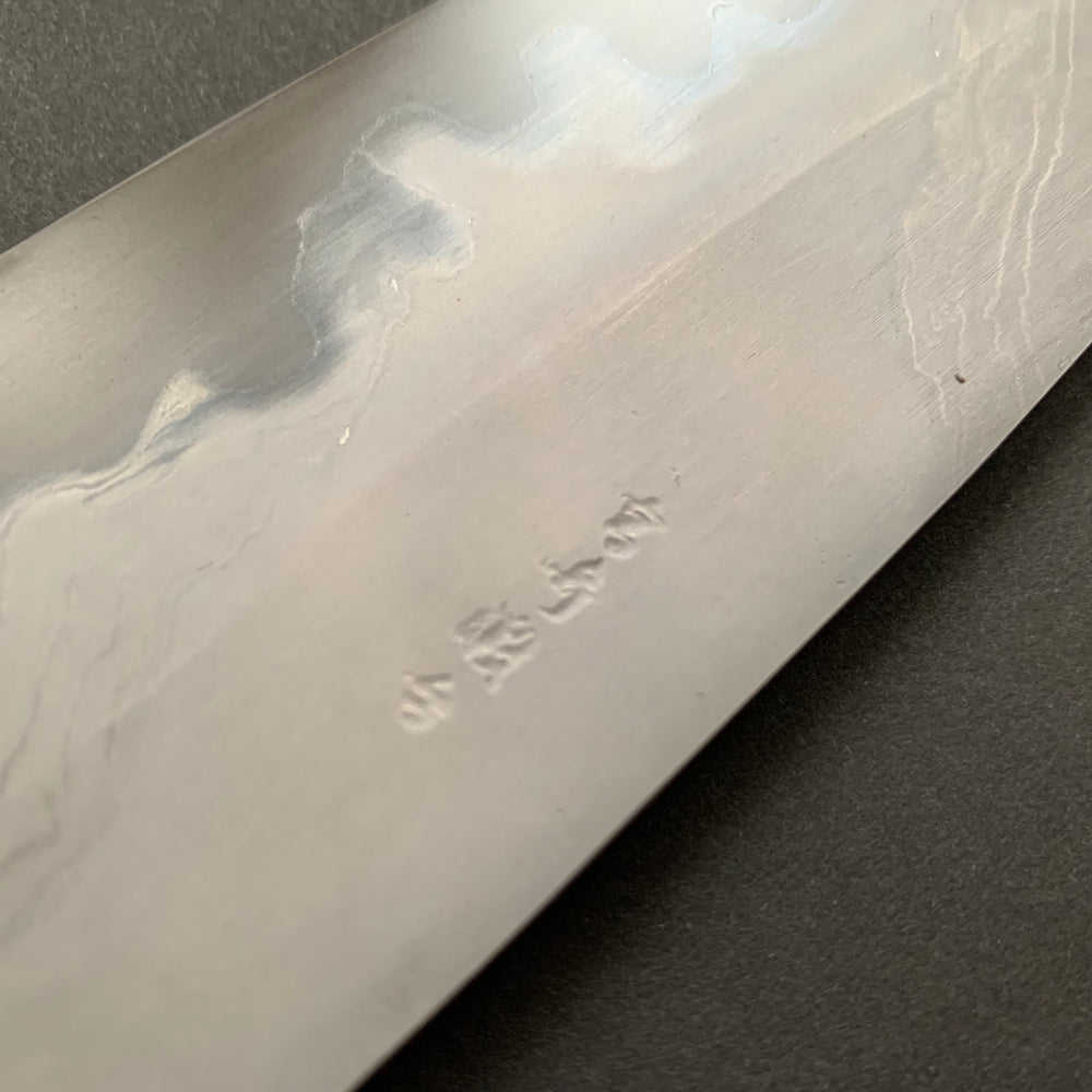 Santoku knife, Aogami 2 carbon steel with super soft iron cladding, Damascus finish, honwarikomi construction - Miyazaki