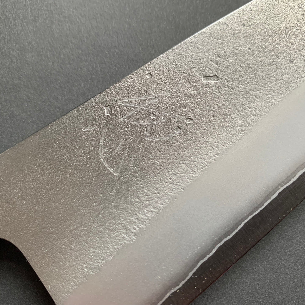 Santoku knife, Shirogami 2 with stainless steel cladding, nashiji finish - Yoshikane