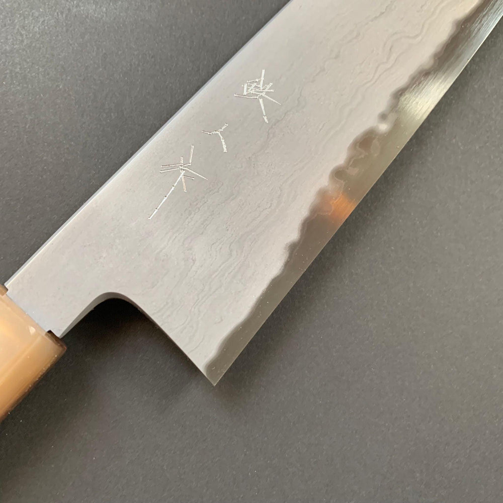 Kiritsuke Knife, Aogami 2, Wrought Iron cladding, Metal Flow range, Damascus finish - Tetsujin Hamono - Kitchen Provisions