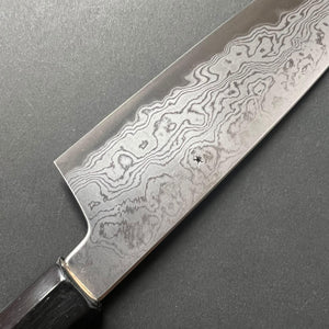 Santoku Knife, Aogami 1 with iron cladding, Damascus finish, Kikuzuki Uzu range - Sakai Kikumori - Kitchen Provisions