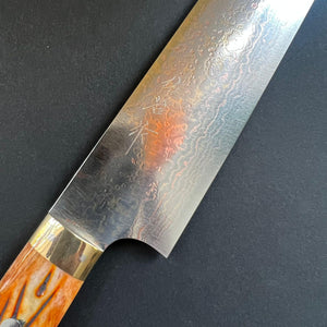 Gyuto knife, VG10 Stainless Steel, Coloured Damascus finish, Western style cow horn handle - Saji - Kitchen Provisions