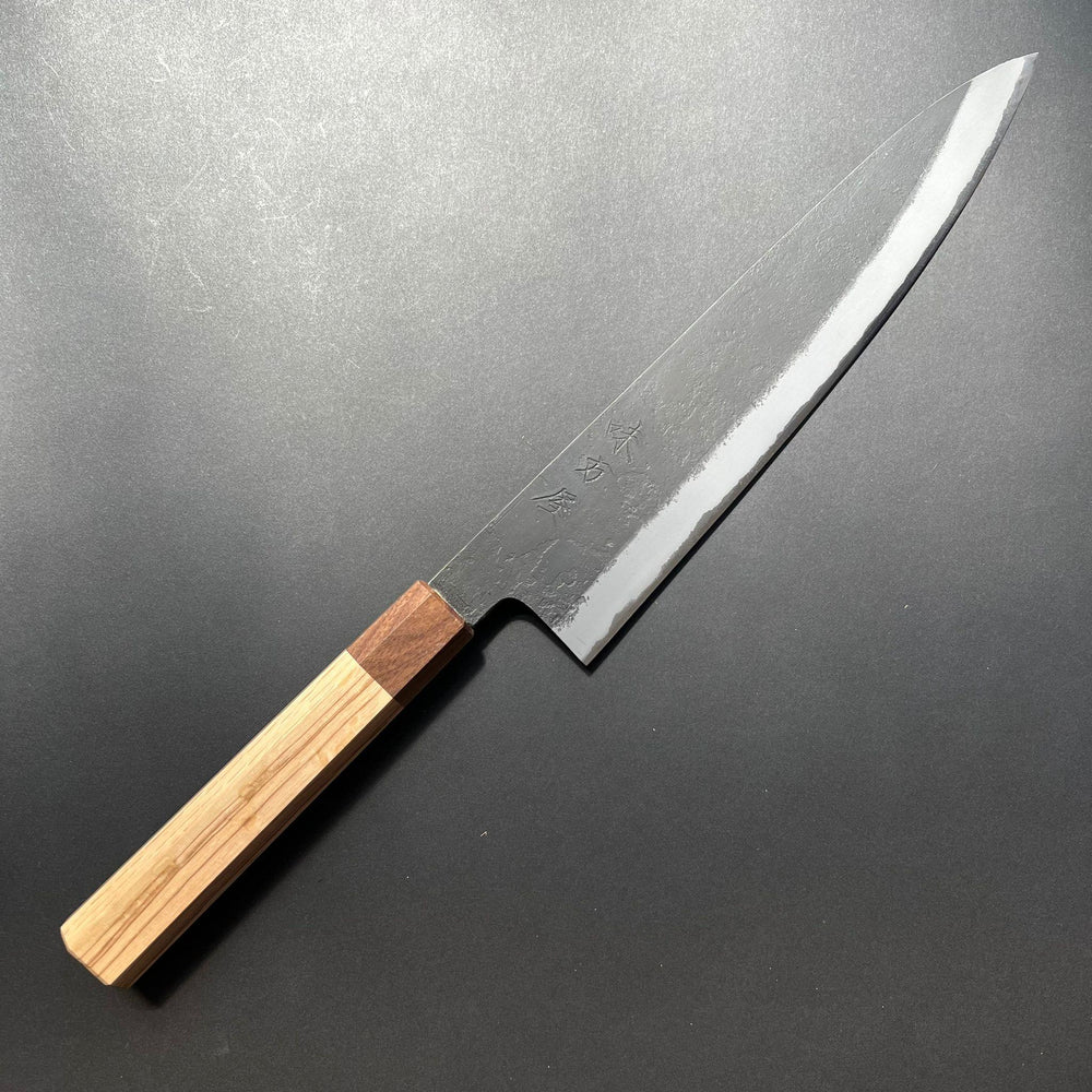 Gyuto knife, Shirogami 2 with stainless steel cladding, Kurouchi and Nashiji finish - Mutsumi Hinoura - Kitchen Provisions