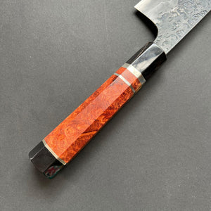 Gyuto knife, Aogami 1 with soft iron / Aogami 2 Damascus and Kurouchi finish - Manaka Kisuke - Kitchen Provisions