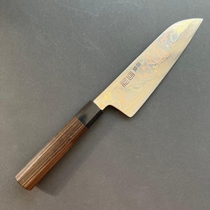 Santoku knife, Aogami 2, Stainless Steel clad, Coloured damascus finish - Tsukasa Hinoura - Kitchen Provisions
