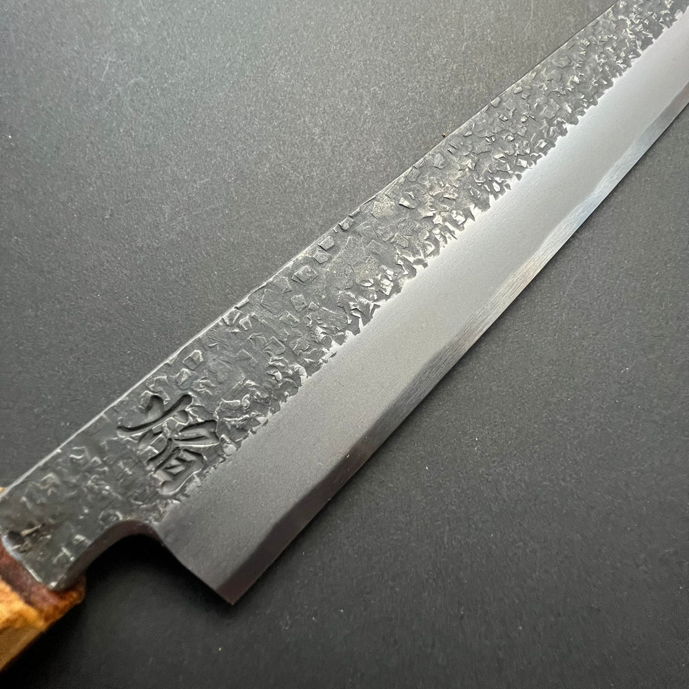 Yanagiba knife, Aogami 2 carbon steel with iron cladding, Kurouchi and Tsuchime finish, Homura series - Sakai Takayuki