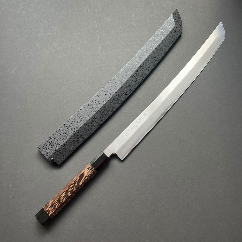 Sakimaru Yanagiba knife, GInsan stainless steel with stainless steel cladding, Migaki finish - Sakai Takayuki