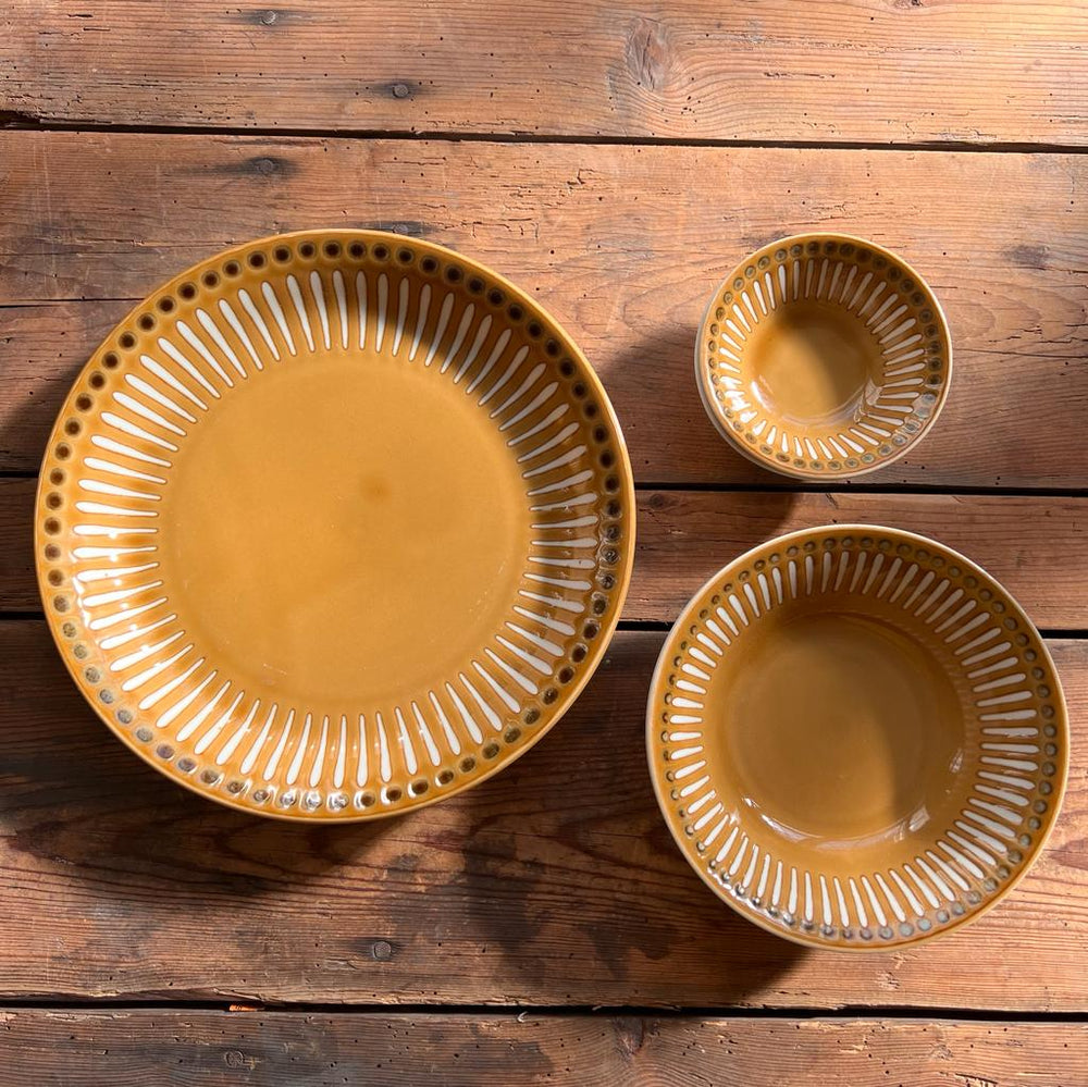 Japanese ceramics - a set of 2 soup bowls 18cm - Mustard