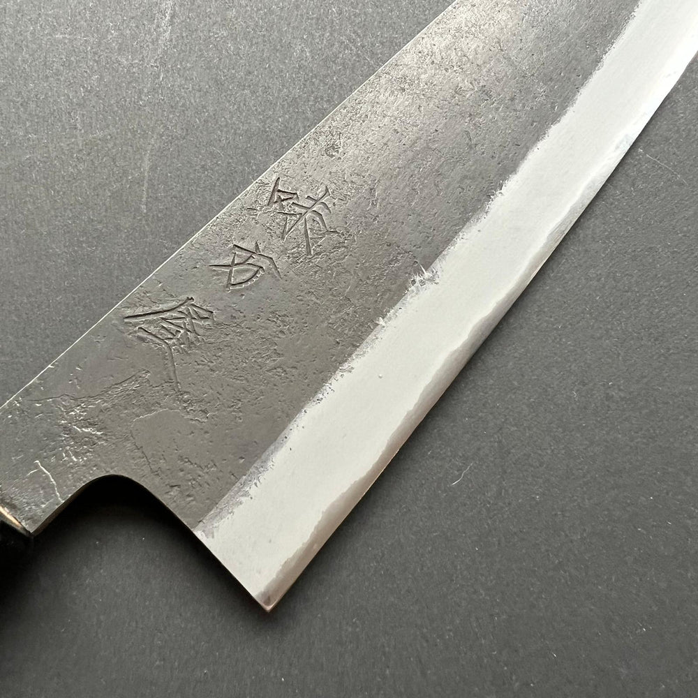 Gyuto knife, Shirogami 2 with stainless steel cladding, Kurouchi and Nashiji finish - Mutsumi Hinoura