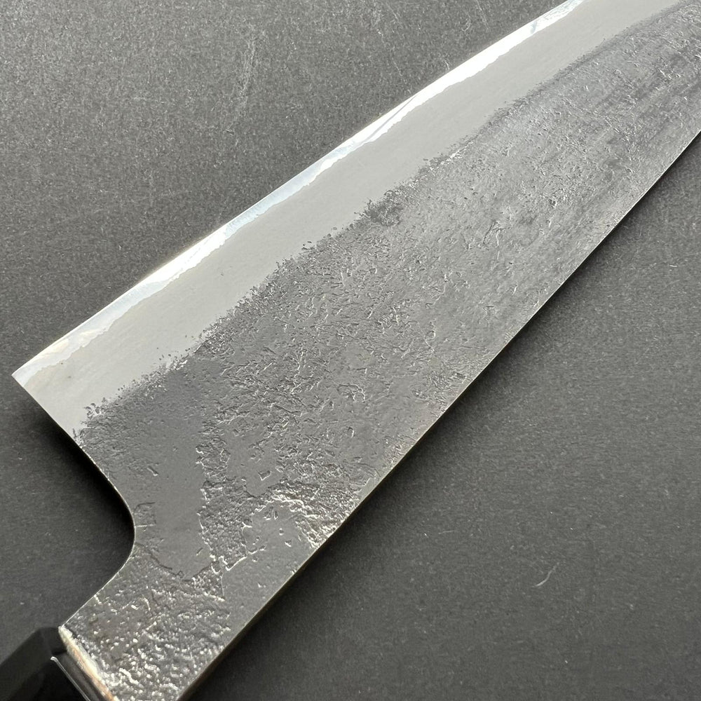 Gyuto knife, Shirogami 2 with stainless steel cladding, Kurouchi and Nashiji finish - Mutsumi Hinoura