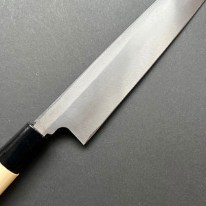 Yanagiba Knife, Left handed, Shirogami 2 Carbon Steel, Iron Clad, Kurouchi and Tsuchime Finish - Ittetsu