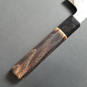 
            
                Load image into Gallery viewer, Gyuto knife, Aogami 1 with iron cladding, Etched Damascus finish - Nakagawa Hamono x Naohito Myojin
            
        