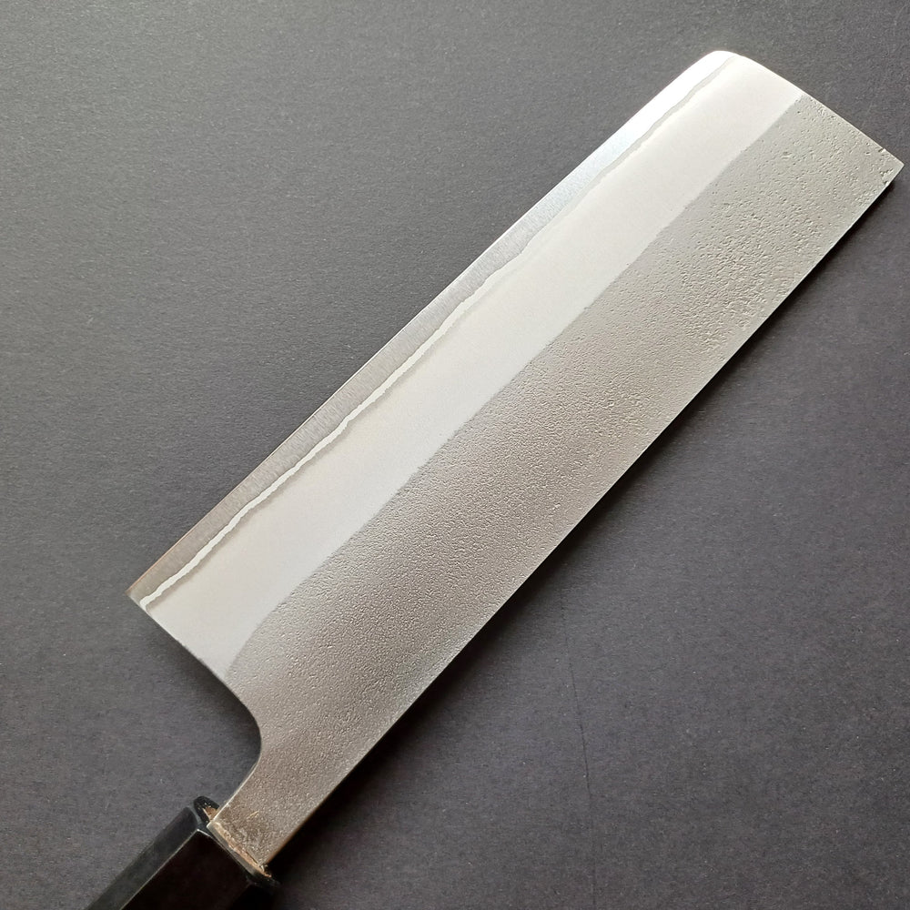 Nakiri knife, Shirogami 2 with stainless steel cladding, nashiji finish - Yoshikane