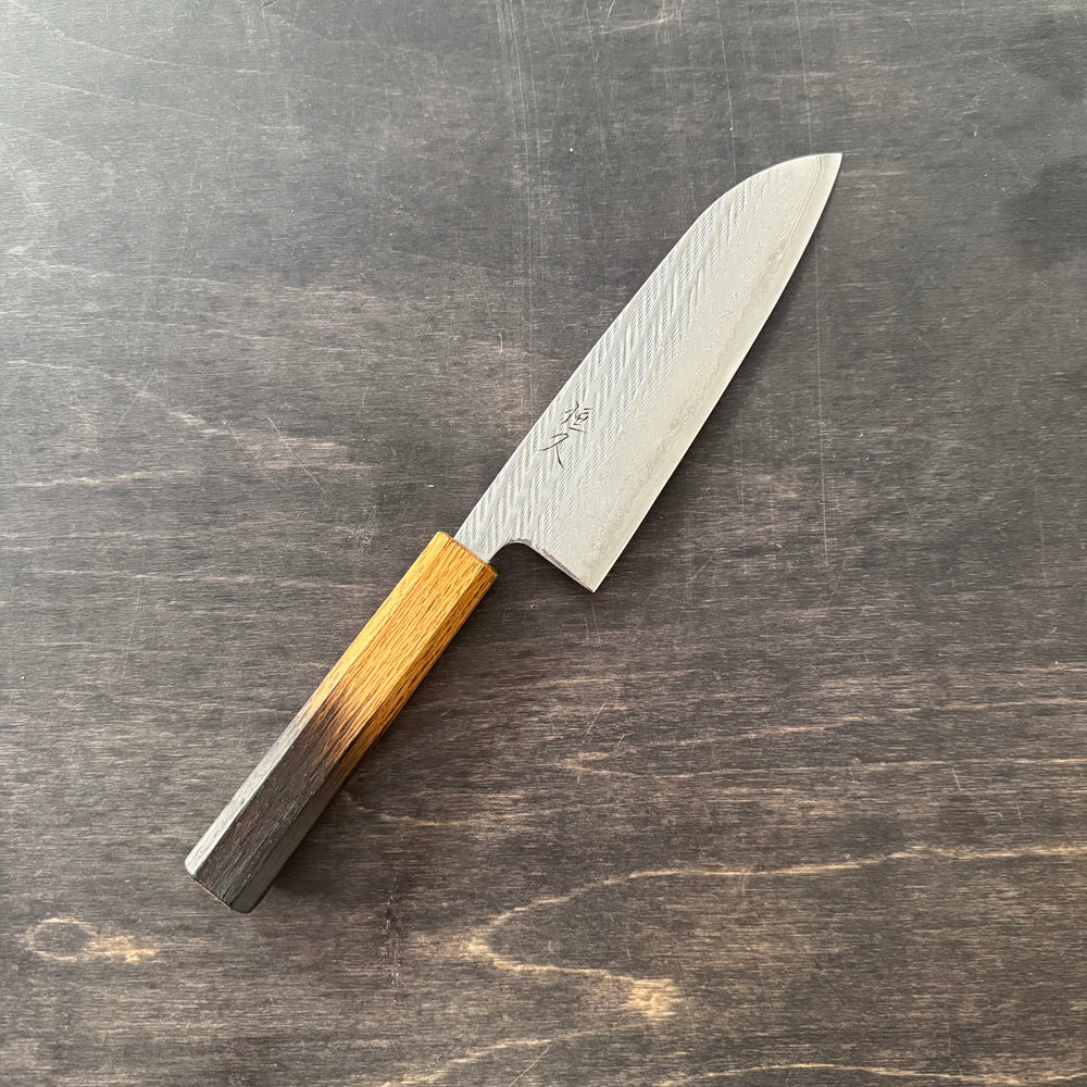 Santoku knife, Aus10 Stainless Steel, Nawame Damascus Tsuchime finish - Tsunehisa
