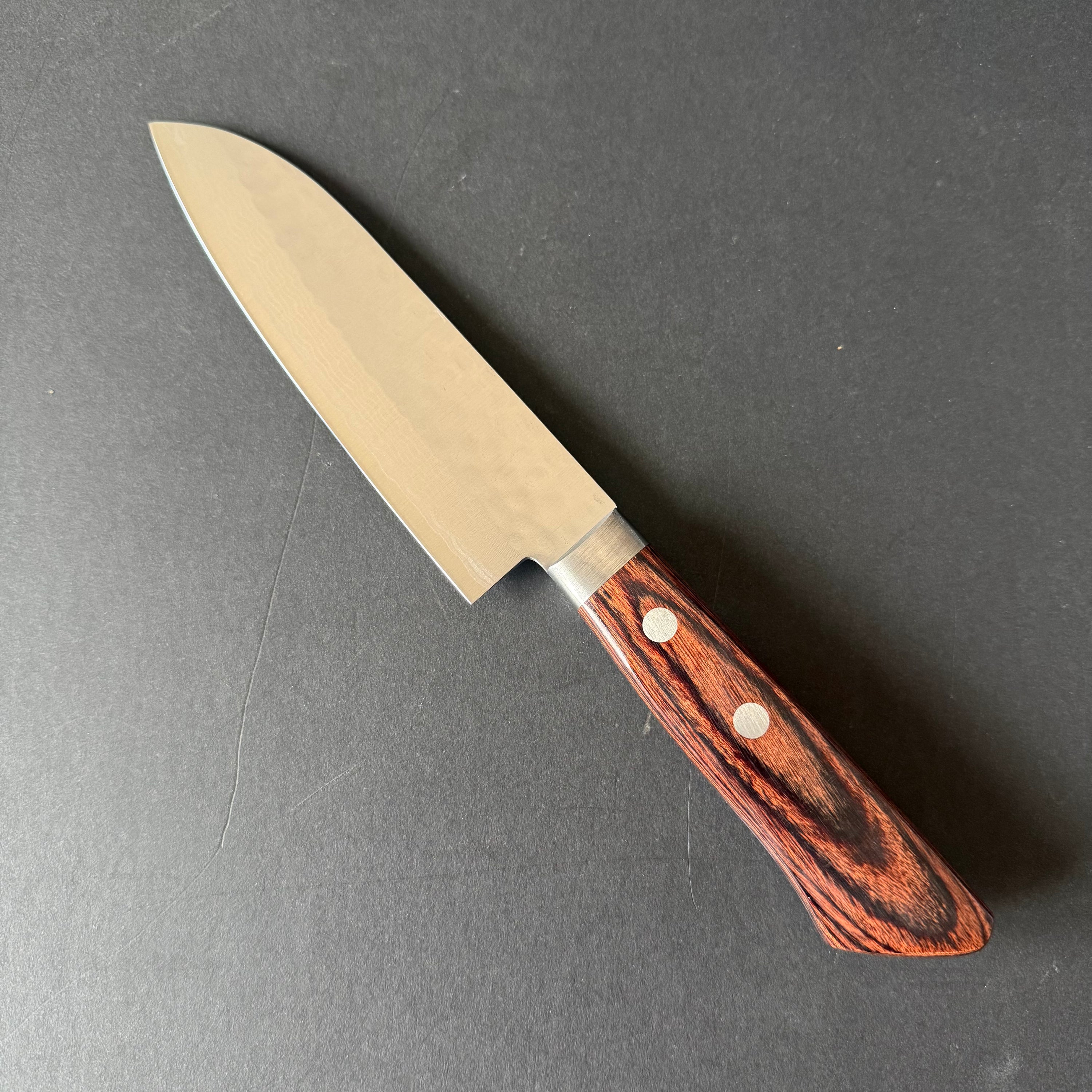 Santoku knife, VG10, Damascus and Tsuchime finish, Kokuryu range - Masutani