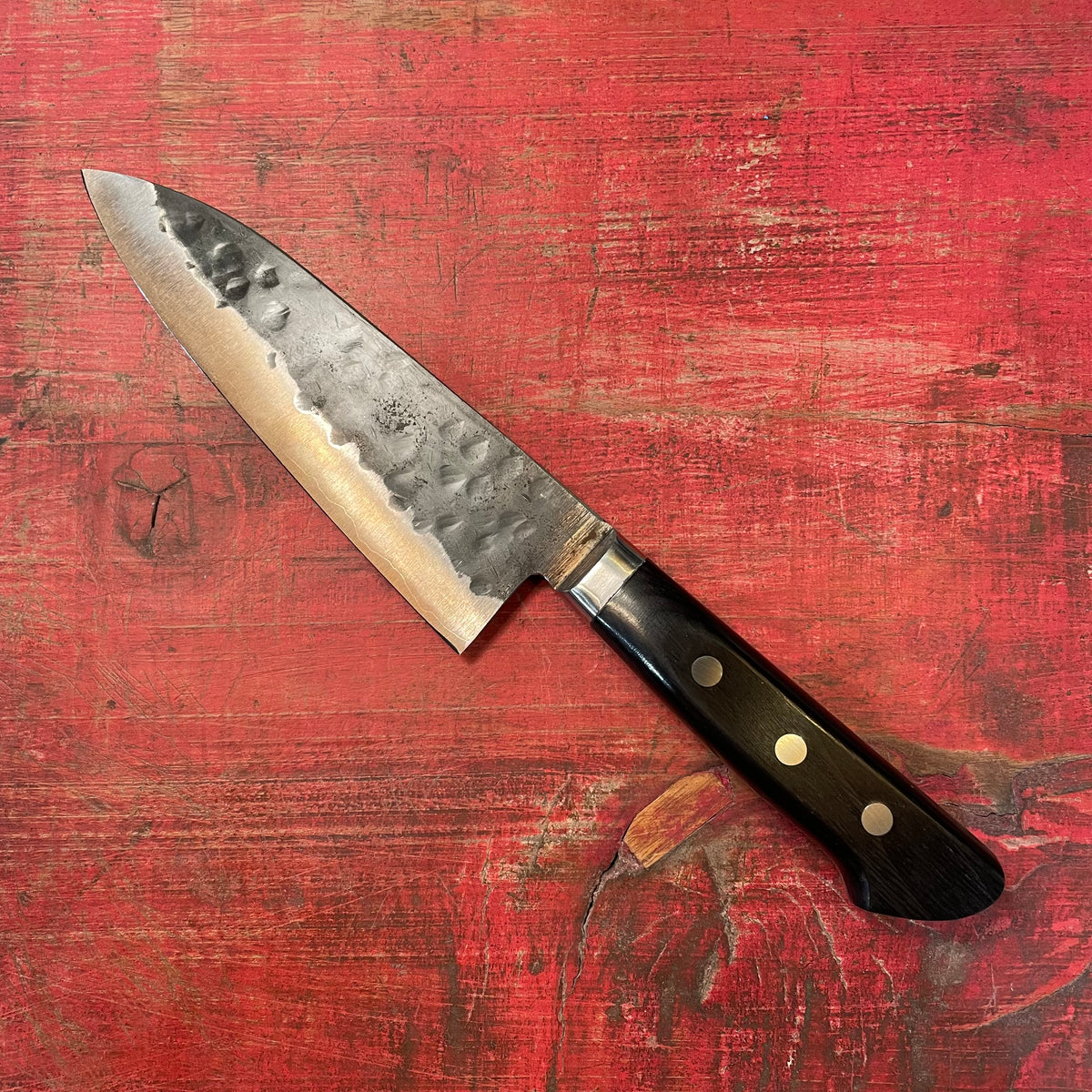 Gyuto knife, Aogami super with stainless steel cladding, Tsuchime Kurouchi finish, Denka range, western handle - Fujiwara