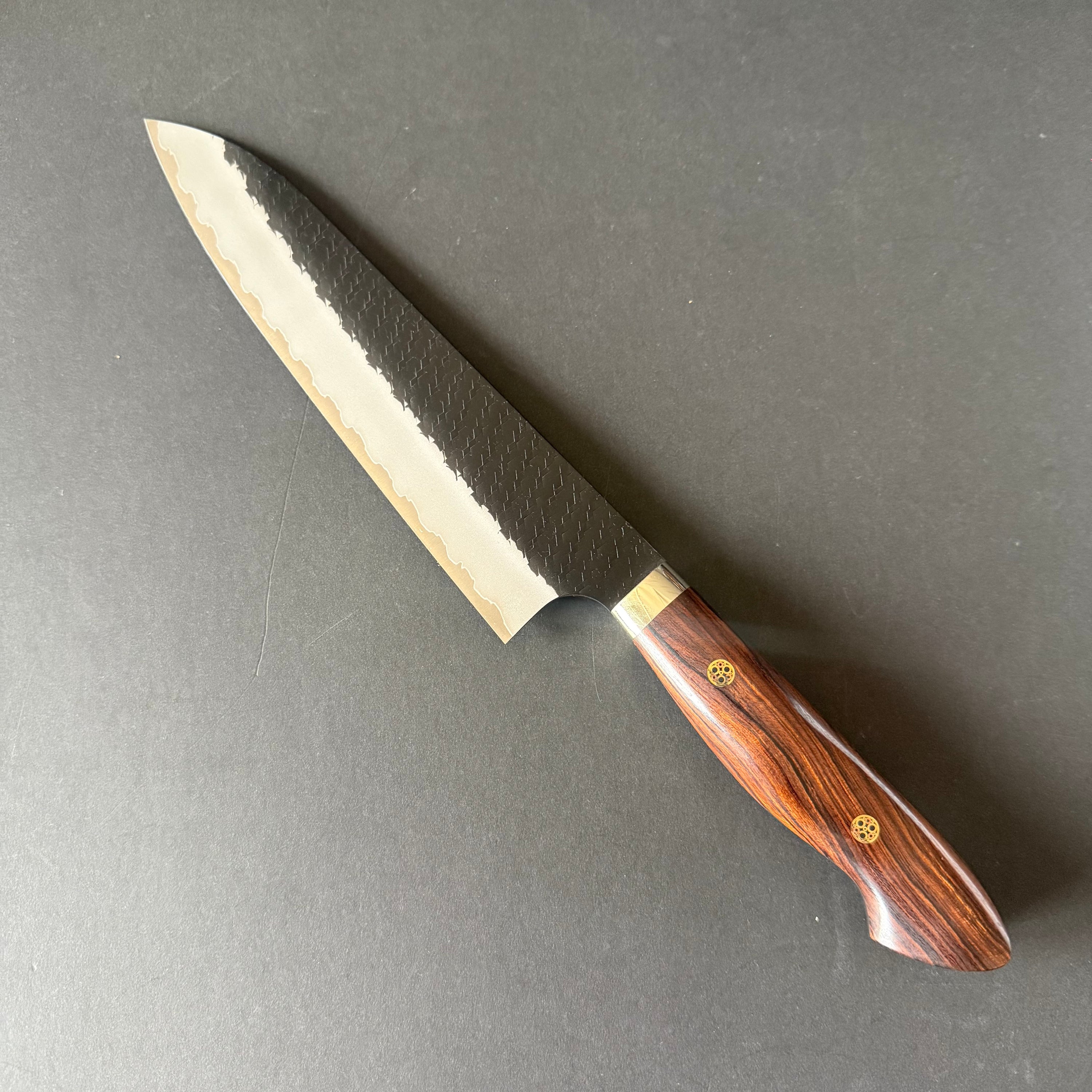 Gyuto knife, SG2 powder steel, Kurouchi Tsuchime finish, Western style Ironwood handle - Nigara