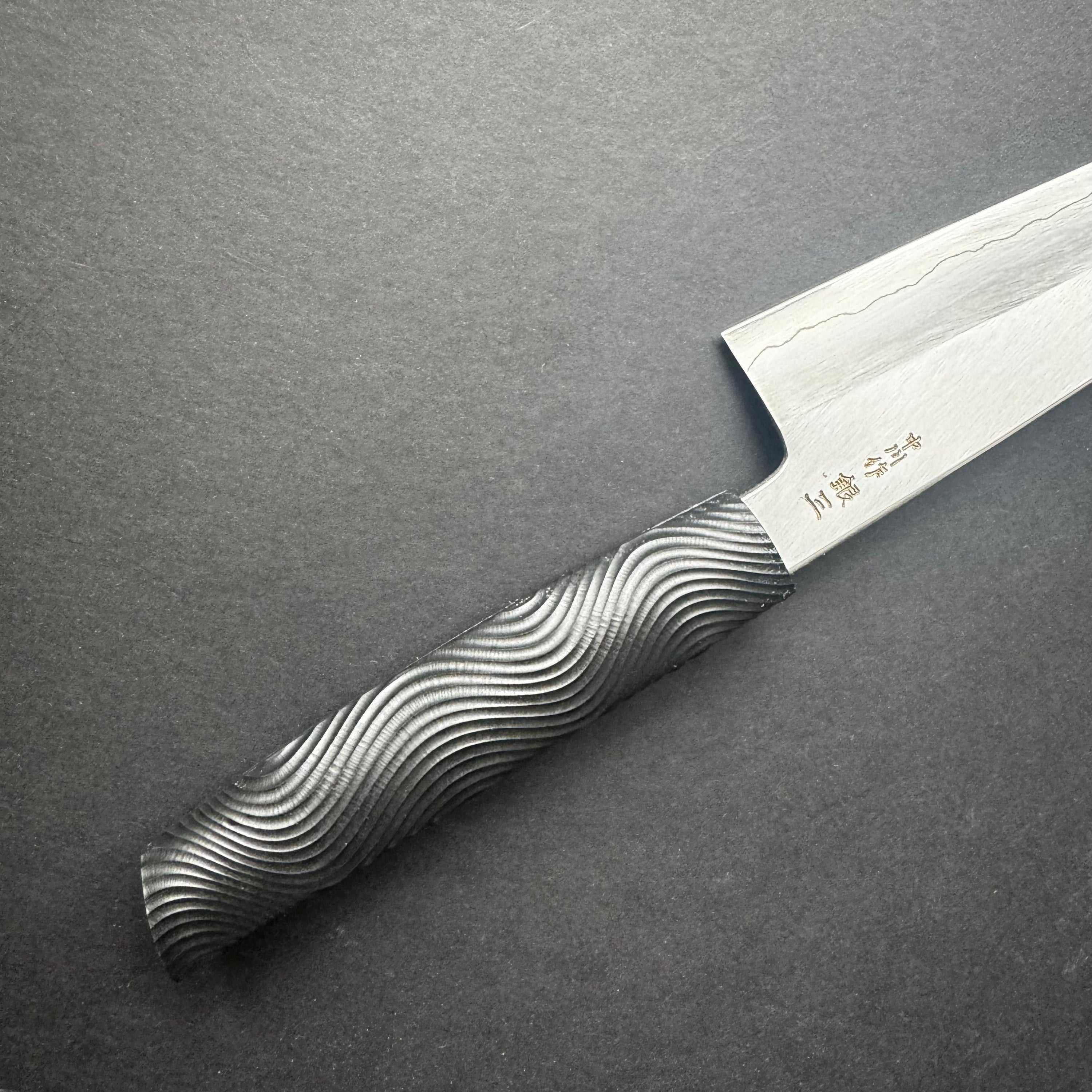 Gyuto knife, Ginsan stainless steel, polished finish, wave design handle - Nakagawa Hamono