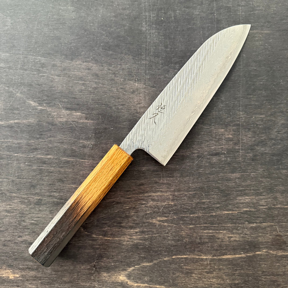 Santoku knife, Aus10 Stainless Steel, Nawame Damascus Tsuchime finish - Tsunehisa