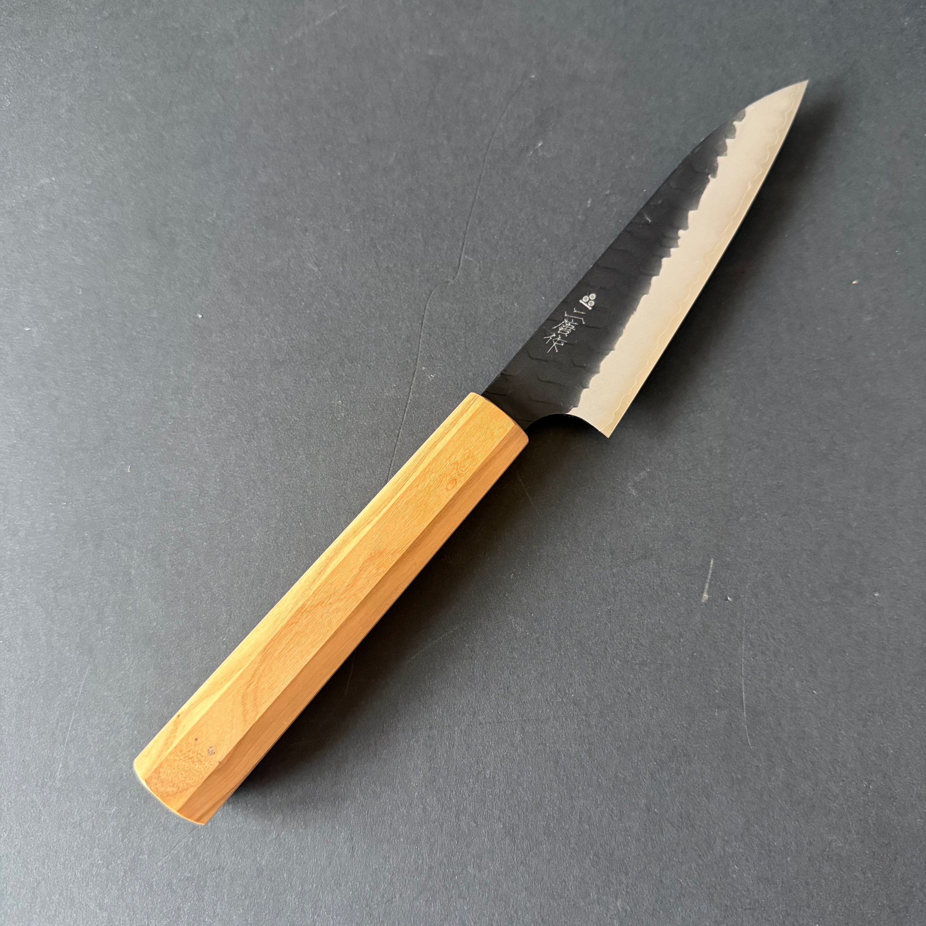 Petty knife, SG2 powder steel, Kurouchi and Tsuchime finish - Nigara