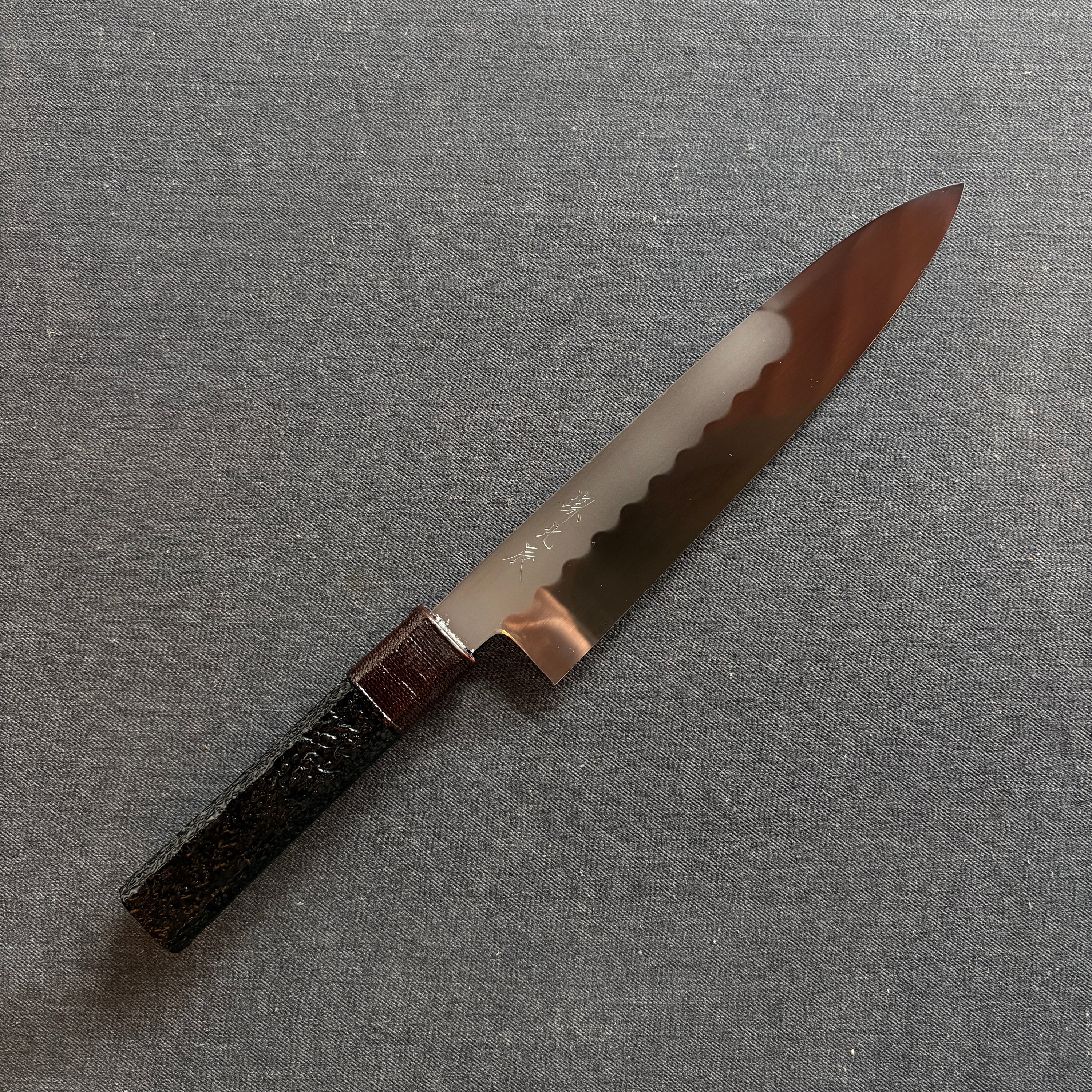 Honyaki Gyuto knife, Shirogami 3 Carbon steel, mirror polish finish - Ikeda