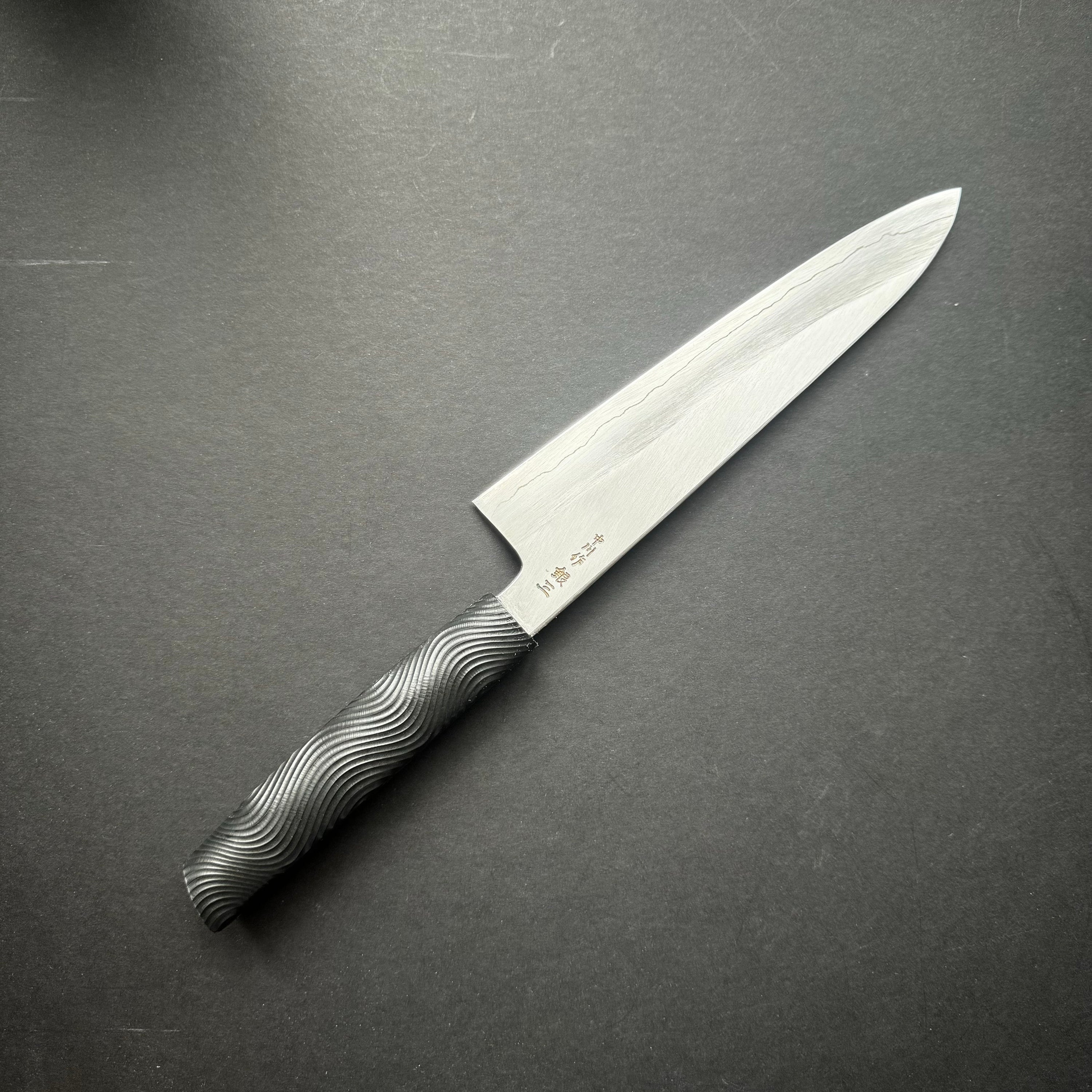 Gyuto knife, Ginsan stainless steel, polished finish, wave design handle - Nakagawa Hamono
