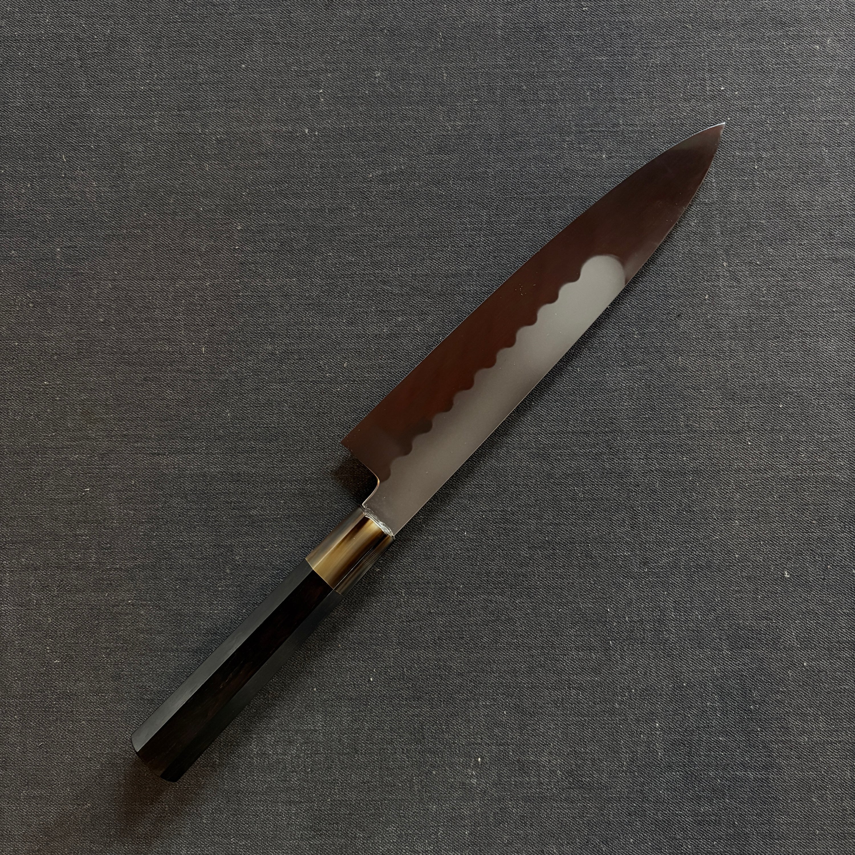 Honyaki Gyuto knife, Shirogami 3 Carbon steel, mirror polish finish - Ikeda