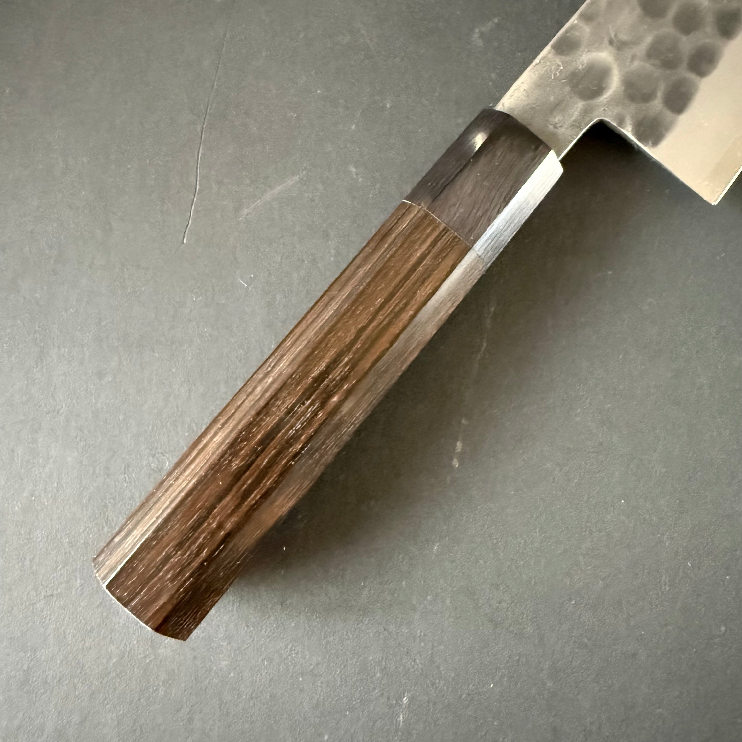 Gyuto knife, Aogami Super with stainless steel cladding, Kurouchi Tsuchime finish - Mutsumi Hinoura