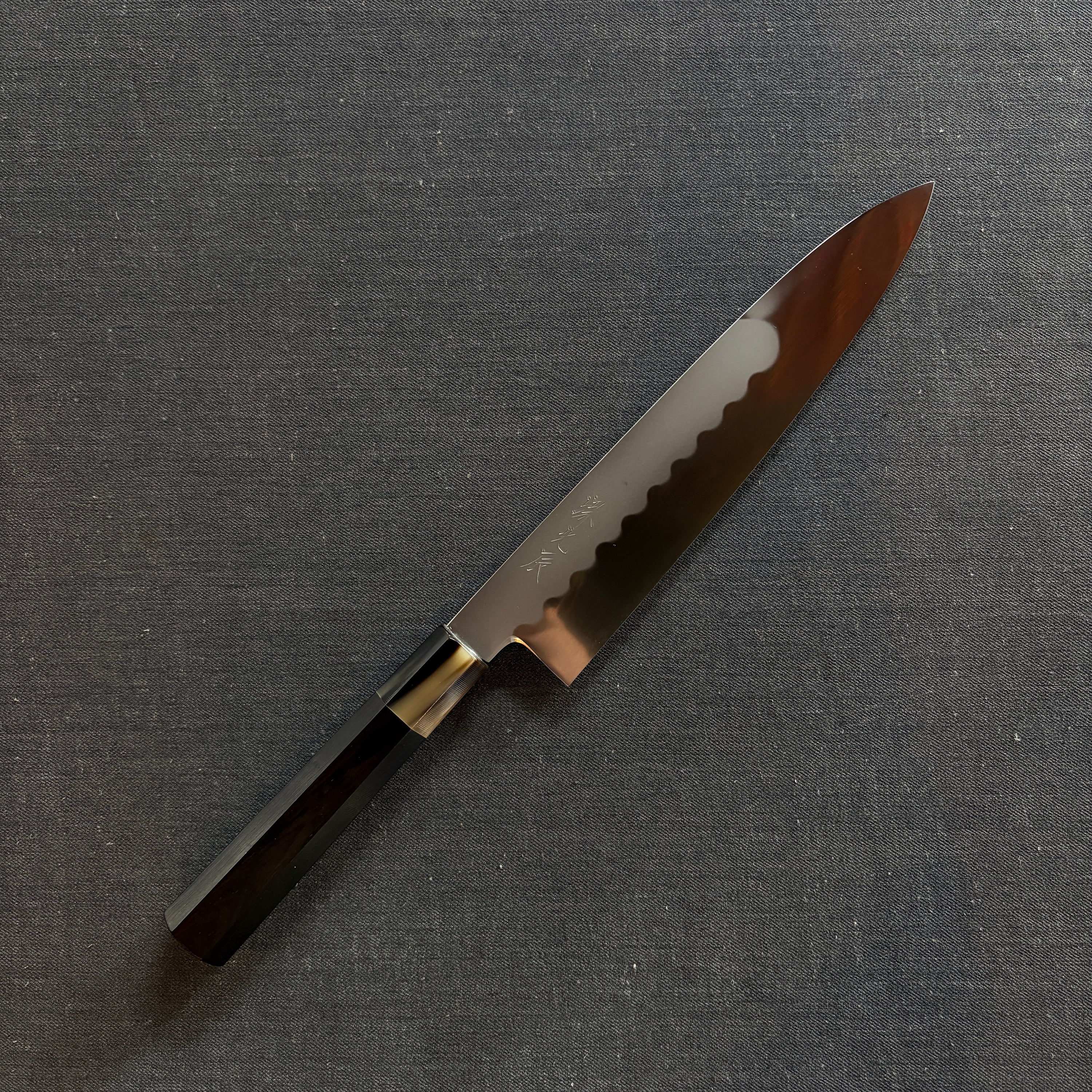 Honyaki Gyuto knife, Shirogami 3 Carbon steel, mirror polish finish - Ikeda