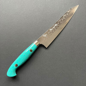 Petty Knife, Senko SG2 Powder Steel, Tsuchime Finish, Western style Turquoise handle - Yu Kurosaki