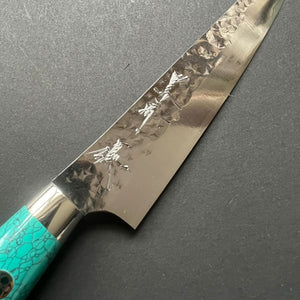 Petty Knife, Senko SG2 Powder Steel, Tsuchime Finish, Western style Turquoise handle - Yu Kurosaki