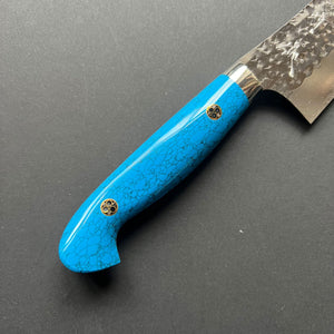 Gyuto  Knife, Senko SG2 Powder Steel, Tsuchime Finish, Western style Turquoise handle - Yu Kurosaki