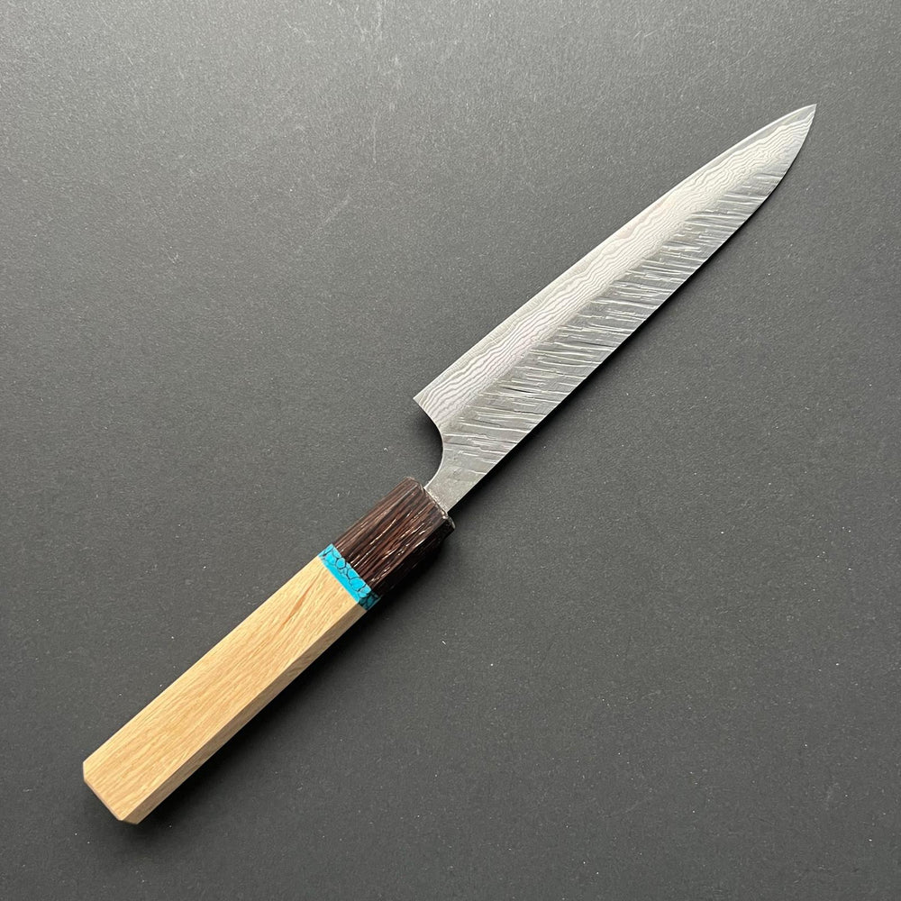 Petty knife, VG10 Stainless steel, tsuchime finish, Oak handle - Yu Kurosaki