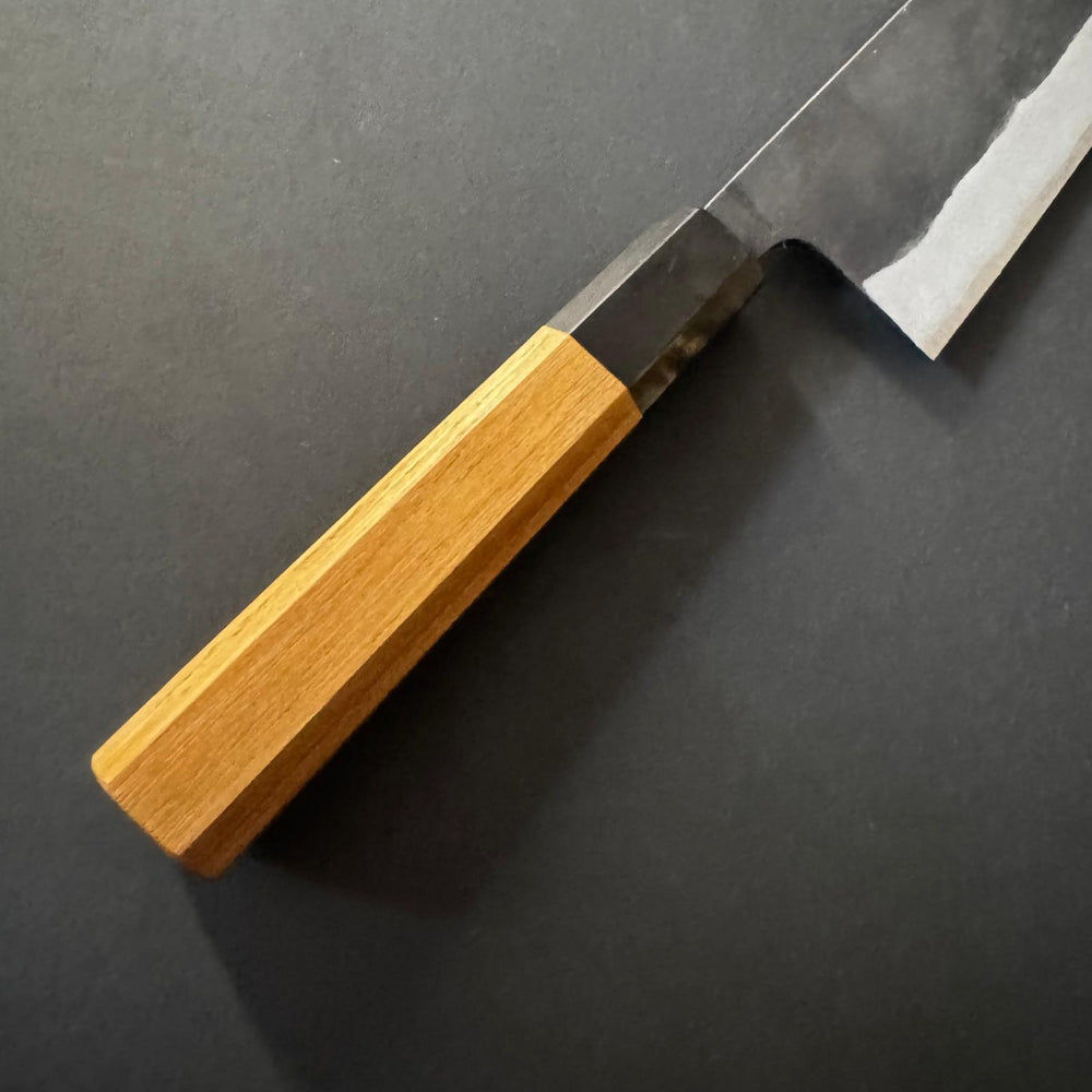 Santoku knife, Aogami super with stainless steel cladding, kurouchi finish - Kamo