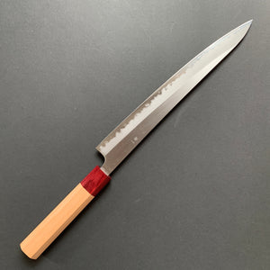 Sujihiki knife, Shirogami 1 with stainless steel cladding, Polished finish - Tsunehisa