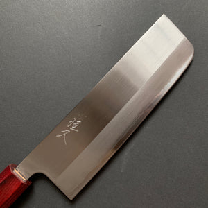Nakiri knife, Shirogami 1 with stainless steel cladding, Polished finish - Tsunehisa