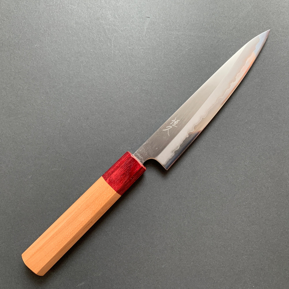 Petty knife, Shirogami 1 with stainless steel cladding, Polished finish - Tsunehisa