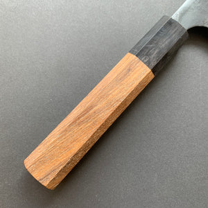 Santoku knife, Shirogami 2 with iron cladding, Kurouchi finish - Kajibee