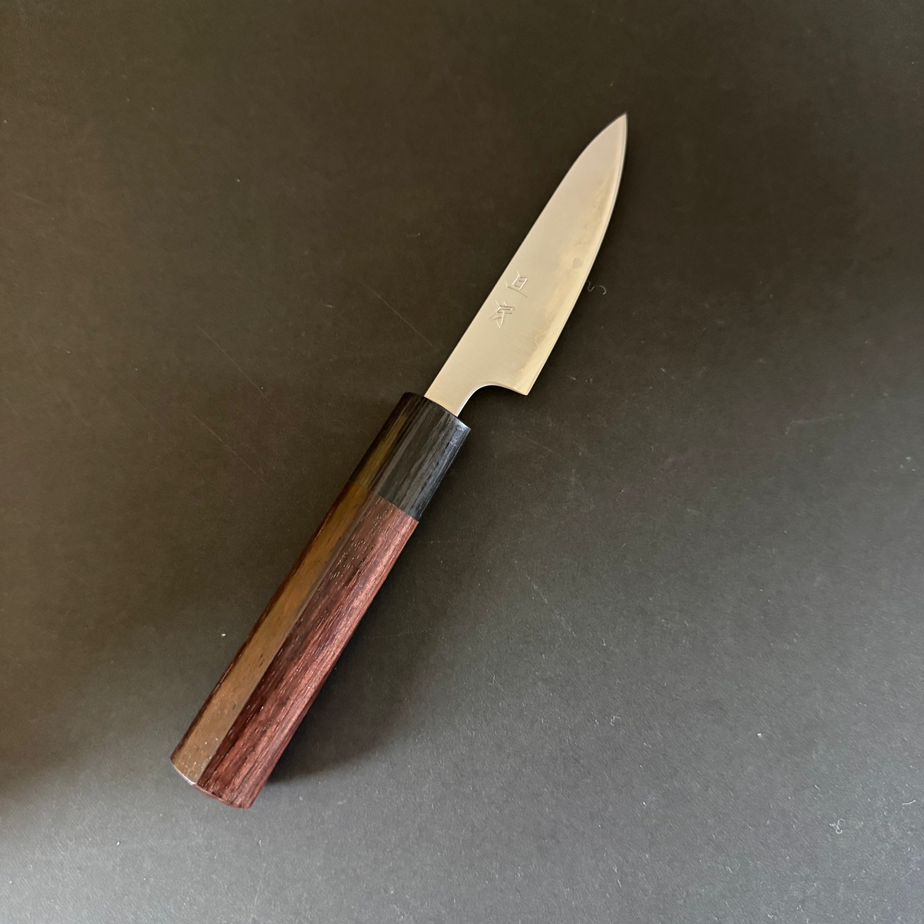 Petty knife, Aogami Super with stainless steel cladding, migaki finish - Akifusa