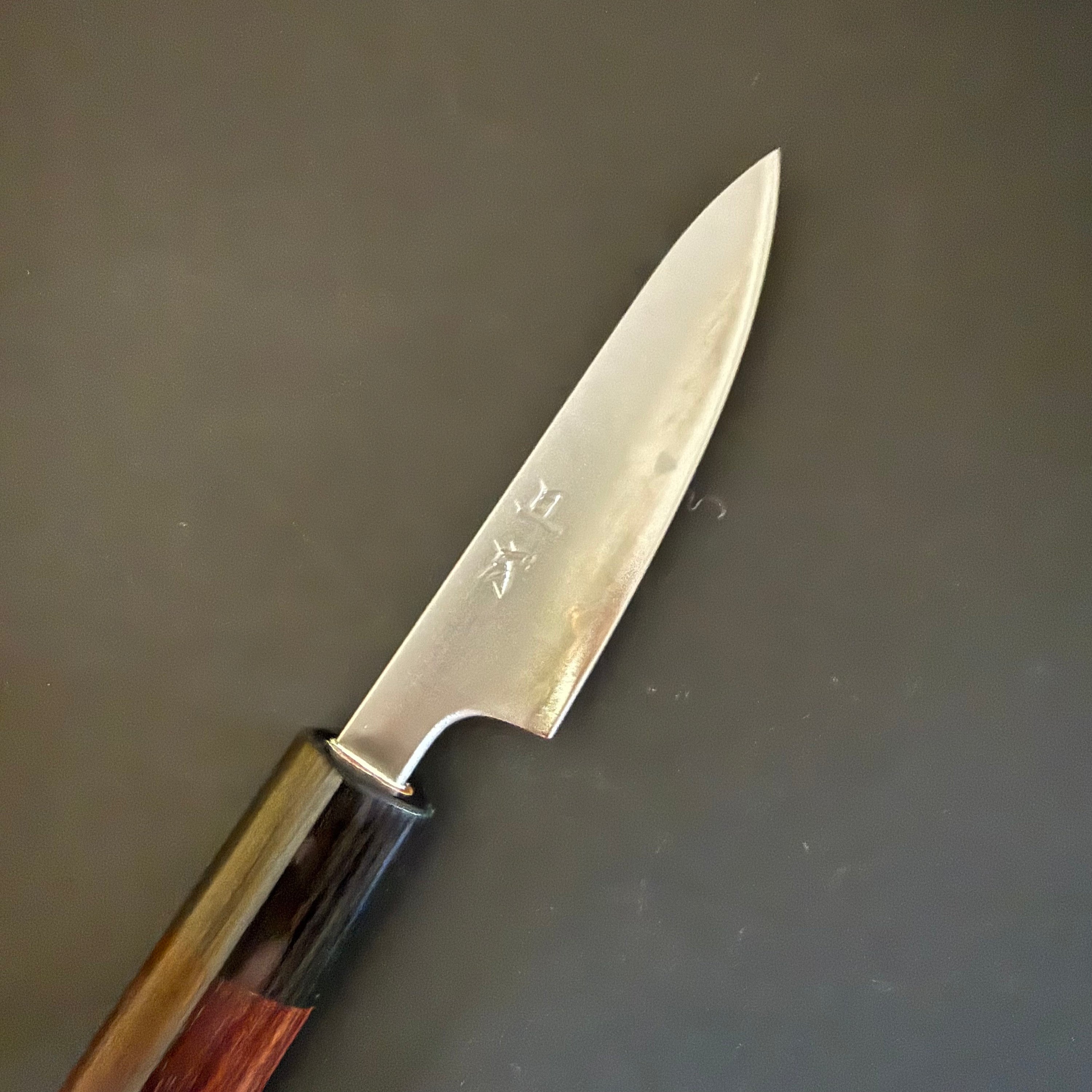 Petty knife, Aogami Super with stainless steel cladding, migaki finish - Akifusa