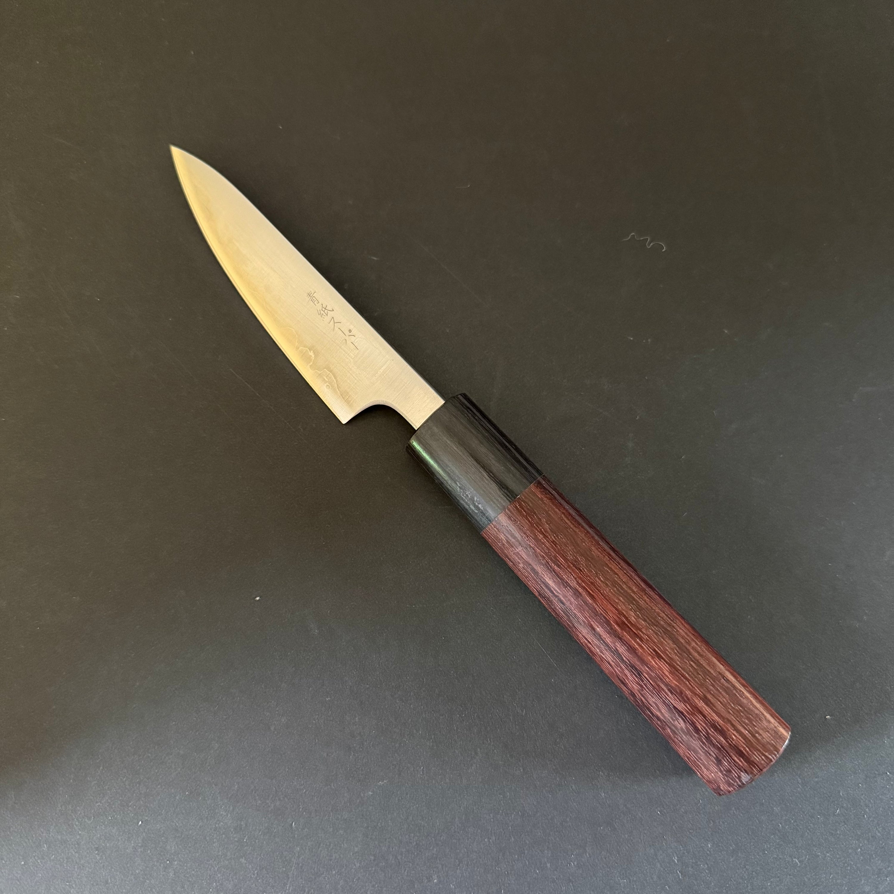 Petty knife, Aogami Super with stainless steel cladding, migaki finish - Akifusa