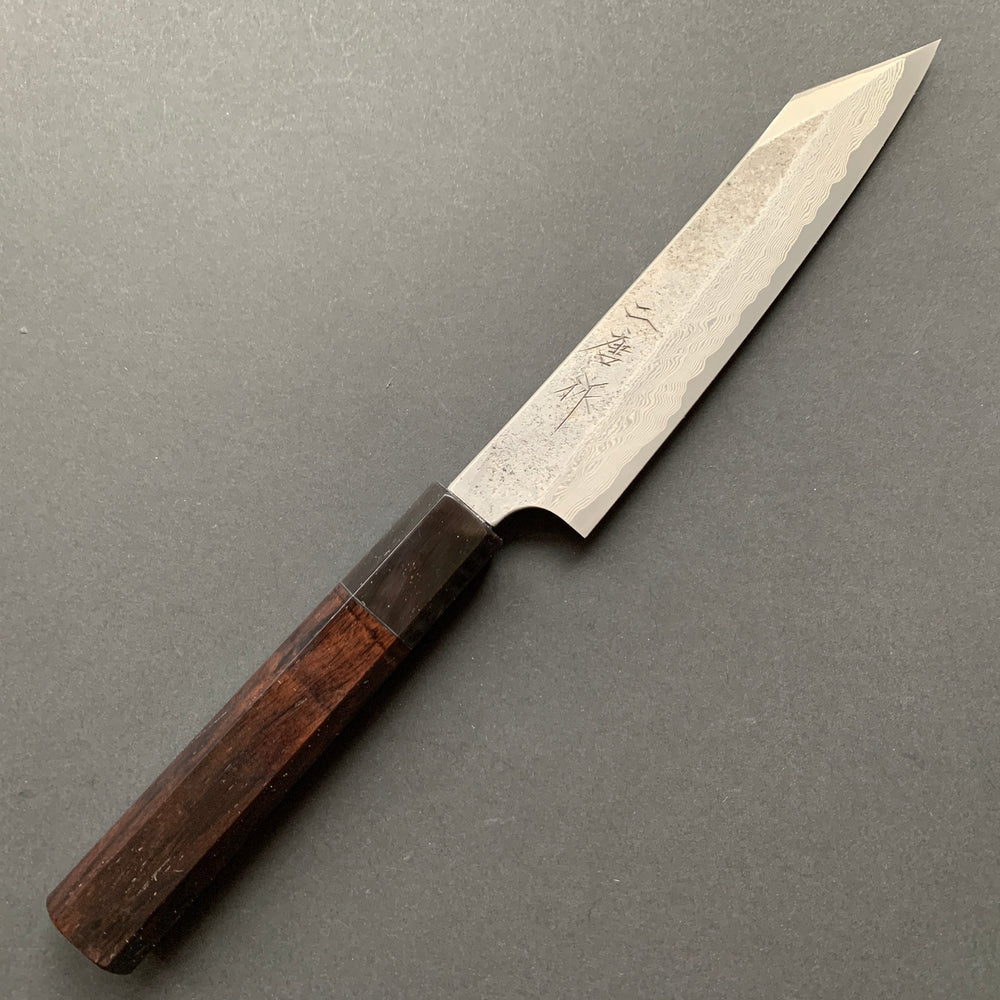 Kiritsuke Petty knife, Ginsan Stainless Steel, Kurozome Damascus finish - Nigara