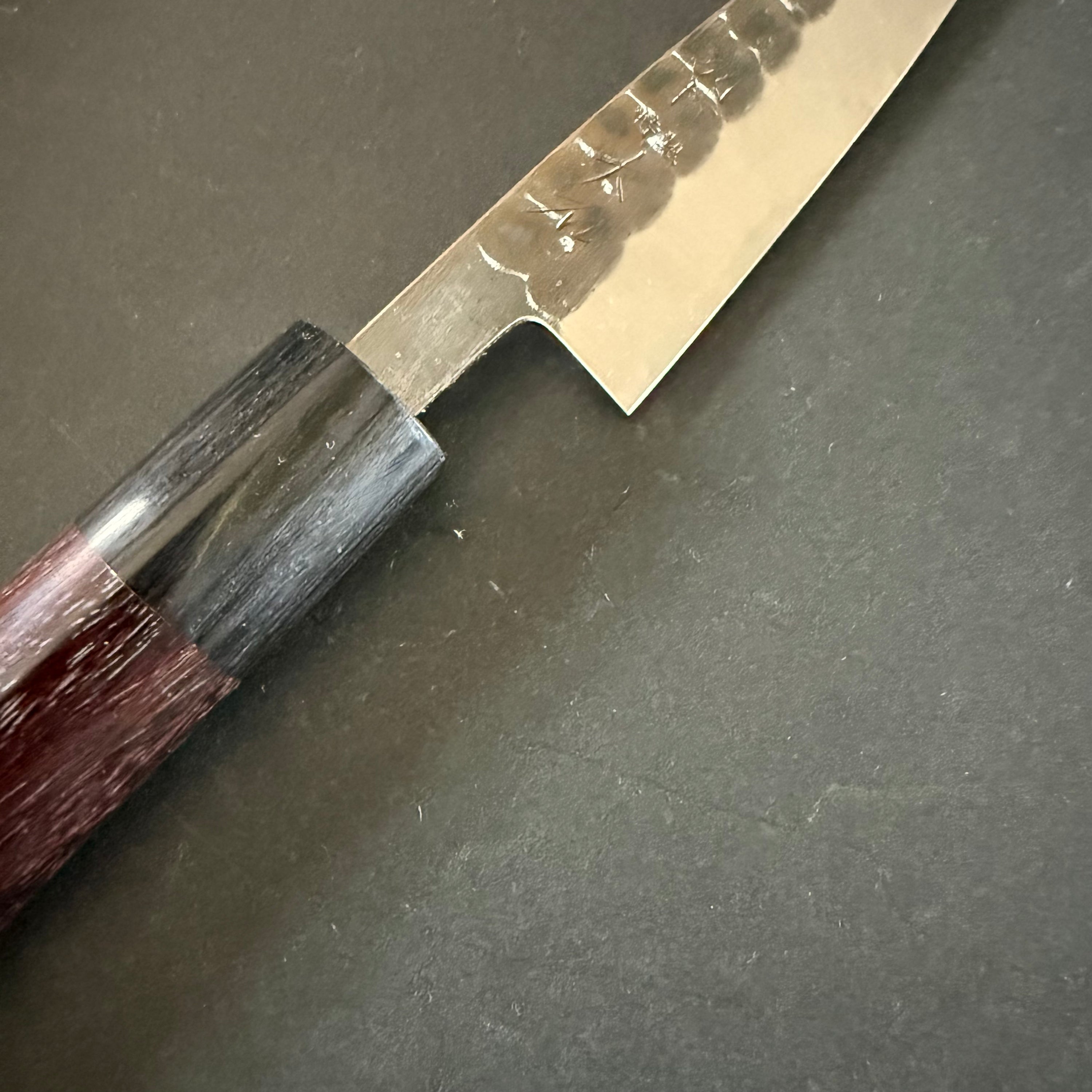 Petty knife, Aogami 2 core with stainless steel cladding, Tsuchime Kurouchi Finish, 85mm - Ohishi